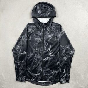 Nike Hoodie Mens Small Black Spotlight Marbled Print Full Zip Dri-Fit Run